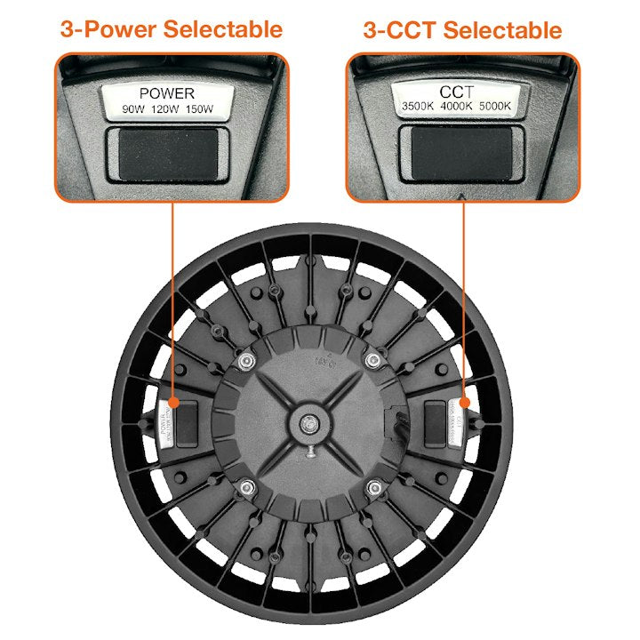 C-LINE RHB3 LED UFO High Bay Light, 36,000LM Max, Wattage & CCT Selectable, 277-480V, IP67 Rated