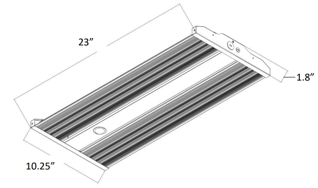 Low Profile Linear High Bay Fixture, 24000 Lumen Max, CCT Selectable, 120-277V