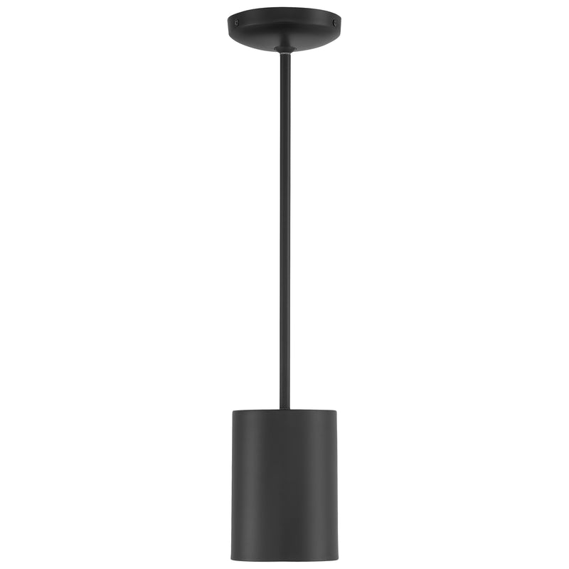 LED Pendant Cylinder Light, 60W, 120V, Matte Black, Pilson Collection