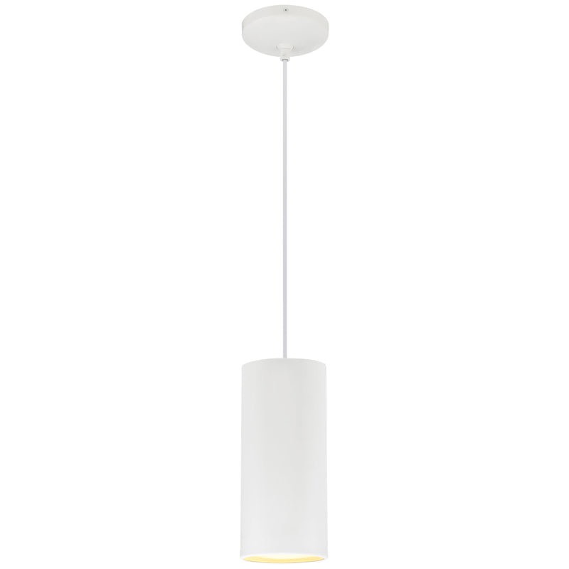 LED Pendant Light, 60W, 120V, Matte White Finish, Pilson Collection