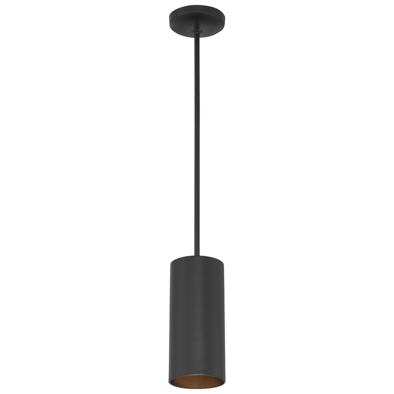 10.5" LED Cylinder Pendant Light, 800 Lumens, 10W, 3000K, 120V, Matte Black, Pilson Collection