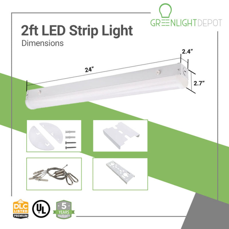 2ft LED Strip Light - 20W - Selectable CCT - 3000K/ 3500K/ 4000K/ 5000K - Up To 2840 Lumens - UL, DLC