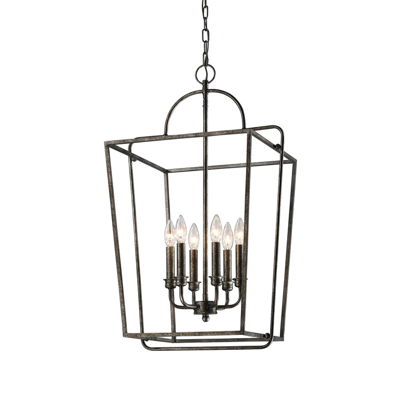 Millennium Lighting 6 Light Pendant, Antique Silver Finish