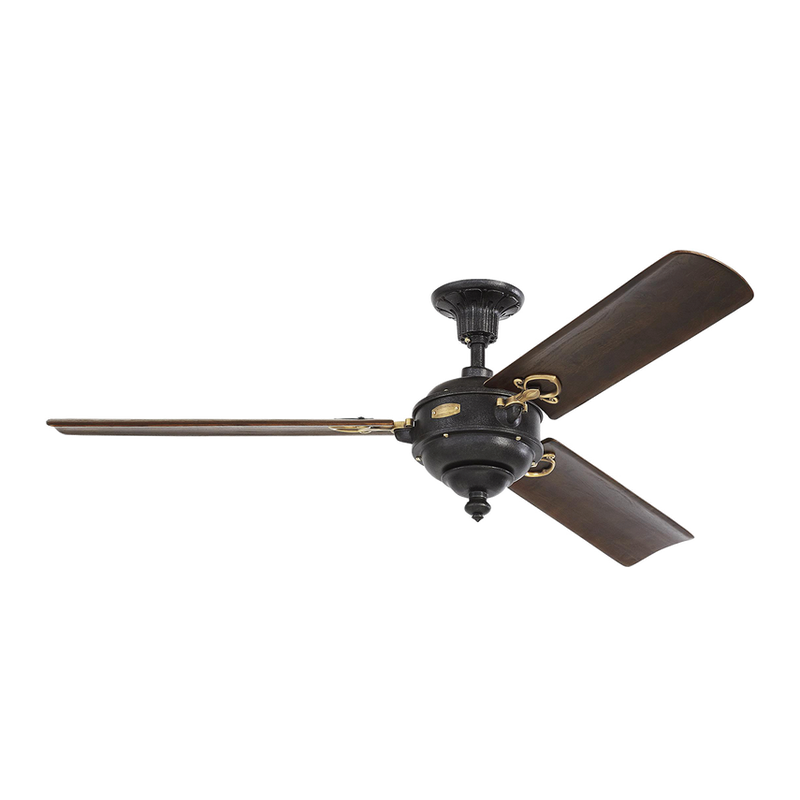 Arezzo 60" Ceiling Fan, 6 Speeds, Antique Iron with Antique Brass Finish