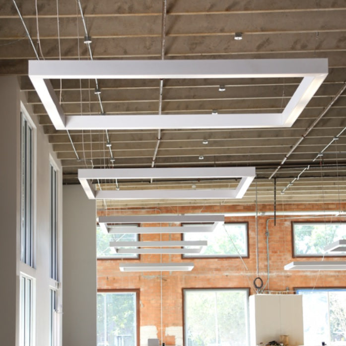 8X8 Foot Dimming LED Linear Pendant Fixture, 192 or 256 Watt, 100-277V