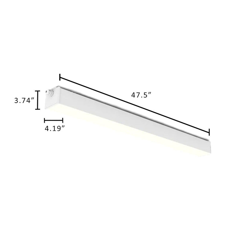 4 FT LED Linear Fixture, IP66 Rated, 8800 Lumen Max, Wattage and CCT Selectable, Surface Mounted, 120-277V