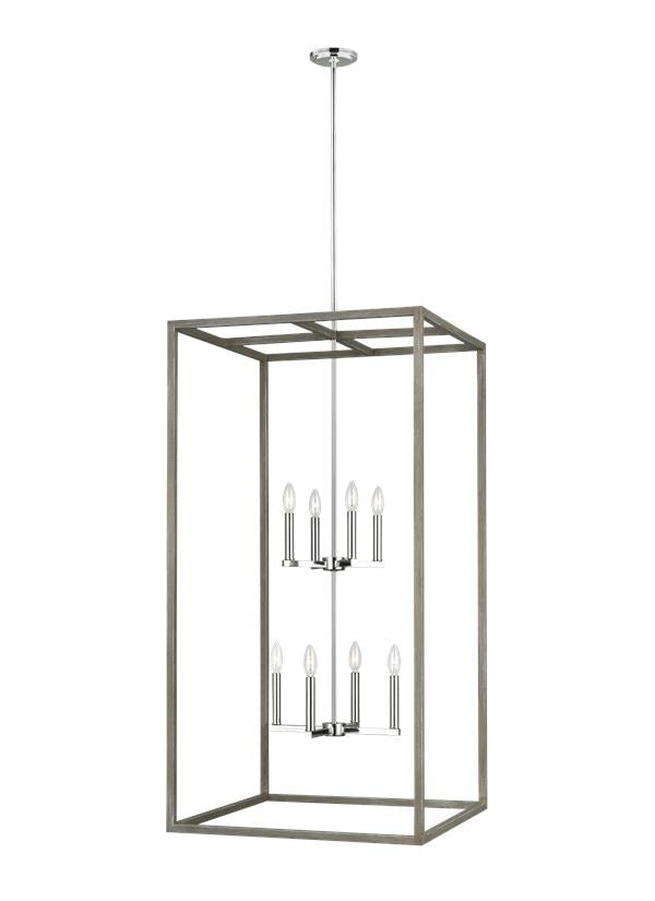 Moffet Street Collection - Extra Large Eight Light Hall / Foyer | Finish: Washed Pine / Chrome - 5234508EN-872