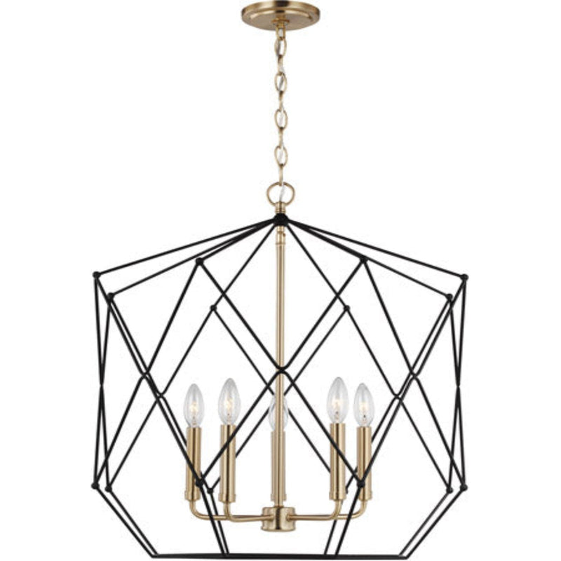 Zarra 5 Light 23" Satin Brass Pendant Ceiling Light