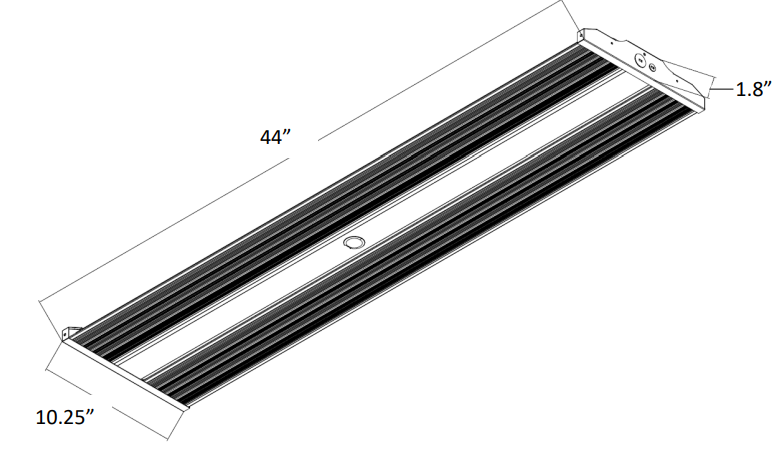 Low Profile Linear High Bay Fixture, 60000 Lumen Max, CCT Selectable, 120-277V