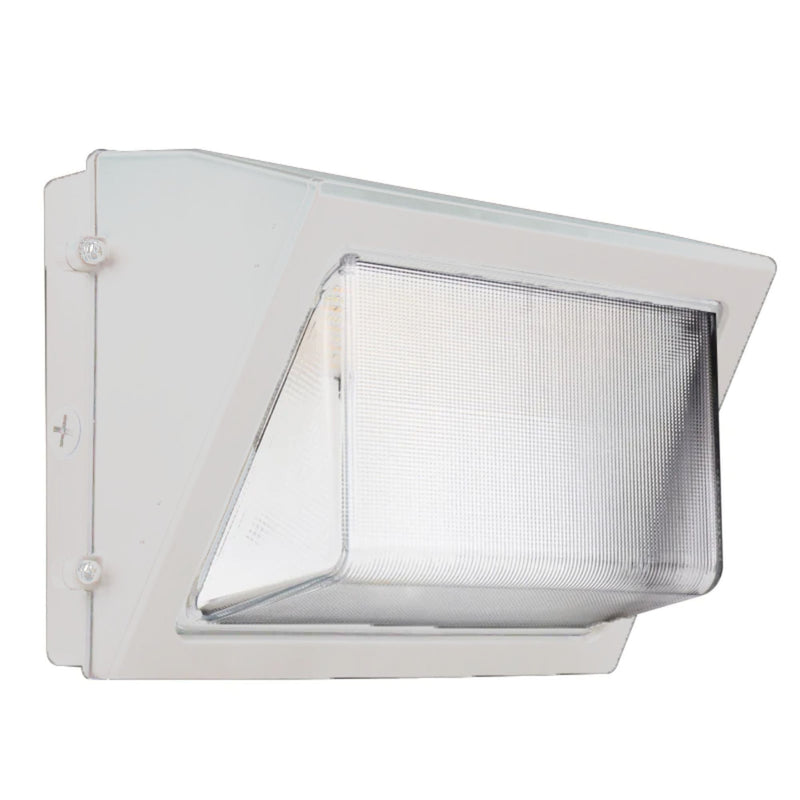 LED Wall Pack Light - 120W - 17,200 Lumens - Photocell Included - SWP5 - Glass Lens - Forward Throw - White - DLC 5.1 Listed