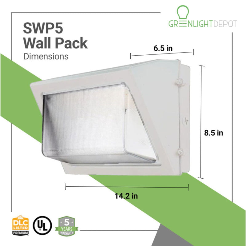 LED Wall Pack Light - 120W - 17,200 Lumens - Photocell Included - SWP5 - Glass Lens - Forward Throw - White - DLC 5.1 Listed