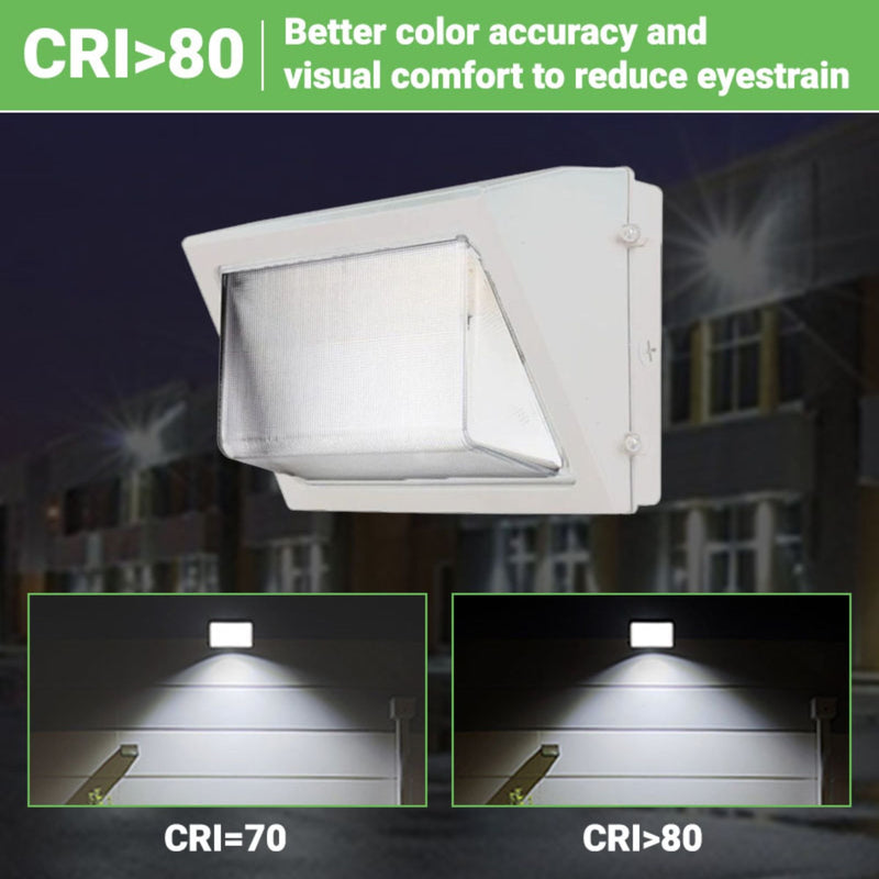 LED Wall Pack Light - 120W - 17,200 Lumens - Photocell Included - SWP5 - Glass Lens - Forward Throw - White - DLC 5.1 Listed