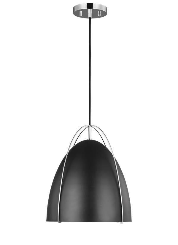 Norman Collection - One Light Pendant | Finish: Chrome / Midnight Black - 6551701-05