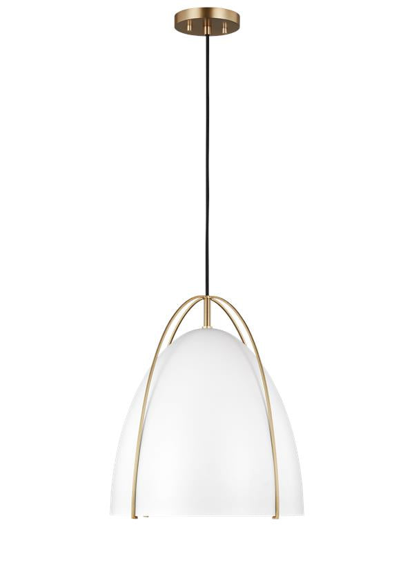 Norman Collection - One Light Pendant | Finish: Satin Bronze / Matte White - 6551801-848