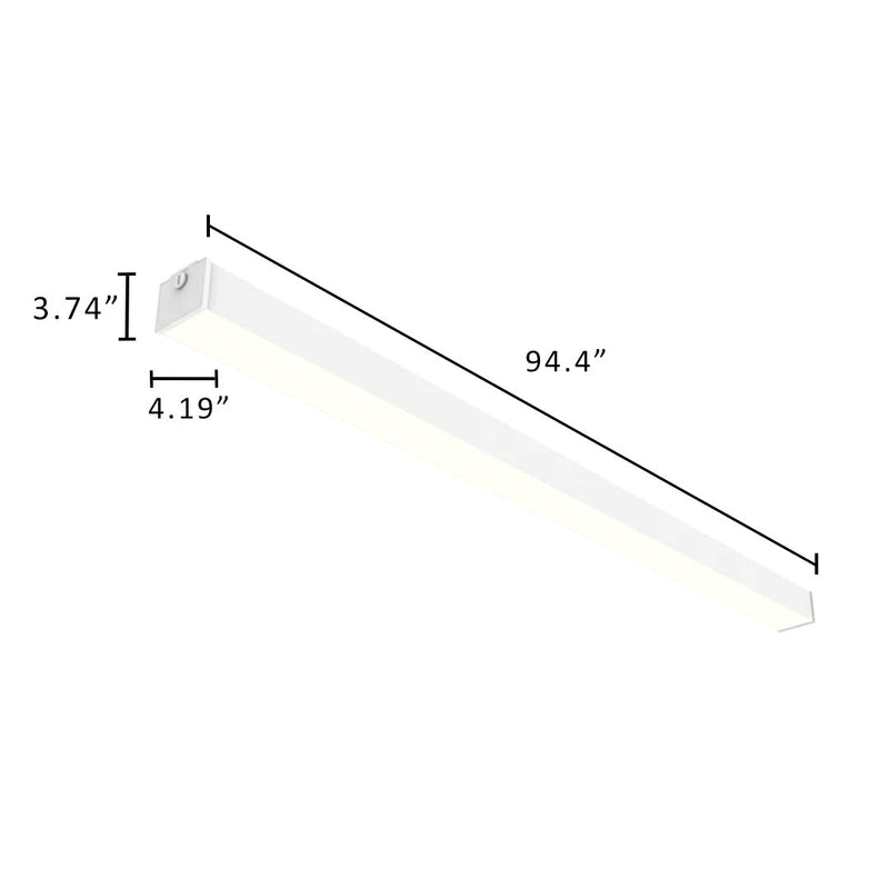 8 FT LED Linear Fixture, IP66 Rated, 17,600 Lumen Max, Wattage and CCT Selectable, Surface Mounted, 120-277V