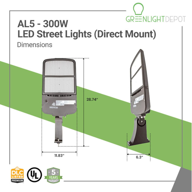 LED Street Light - 300W - 44,820 Lumens - Shorting Cap - Direct Mount - AL5 Series - UL+DLC 5.1