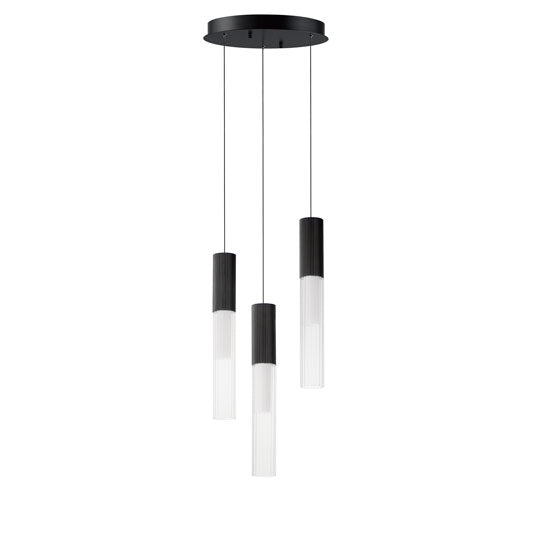 Reeds 3-Light LED Pendant, 1200 Lumens, 15W, 120-277V, 3000K, Black or Gold finish