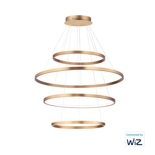 4-Tier Hover LED Pendant, 11,200 Lumens, 160W, 120-277V, 2700-5000K CCT, Black or Gold Finish