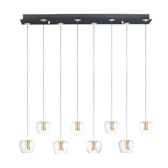 Newton 8-Light LED Pendant, 4,200 Lumens, 20W, 3000K CCT, 120V, Black/Gold Finish