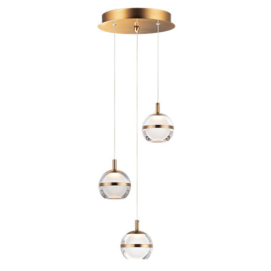 Swank 3-Light Pendant, 1,440 Lumens, 18W, 3000K CCT, 120V, Polished Chrome, or Natural Aged Brass