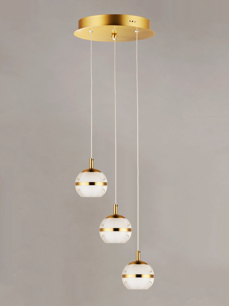 Swank 3-Light Pendant, 1,440 Lumens, 18W, 3000K CCT, 120V, Polished Chrome, or Natural Aged Brass