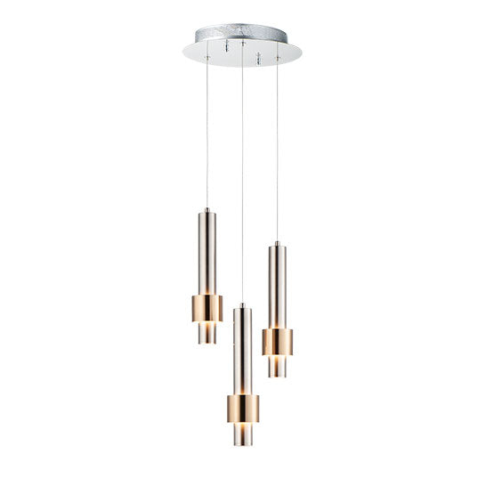 Reveal 3-Light LED Pendant, 1,440 Lumens, 18W, 3000K CCT, 120V, Satin Nickel / Satin Brass Finish