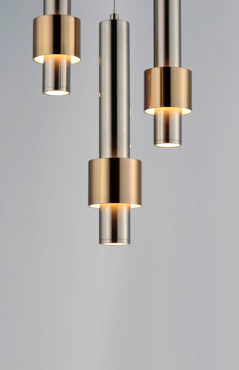 Reveal 3-Light LED Pendant, 1,440 Lumens, 18W, 3000K CCT, 120V, Satin Nickel / Satin Brass Finish