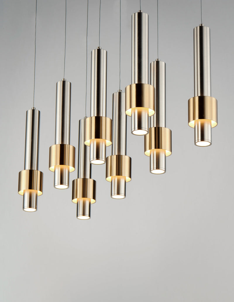 Reveal 8-Light LED Pendant, 3,840 Lumens, 48W, 3000K CCT, 120V, Satin Nickel / Satin Brass Finish