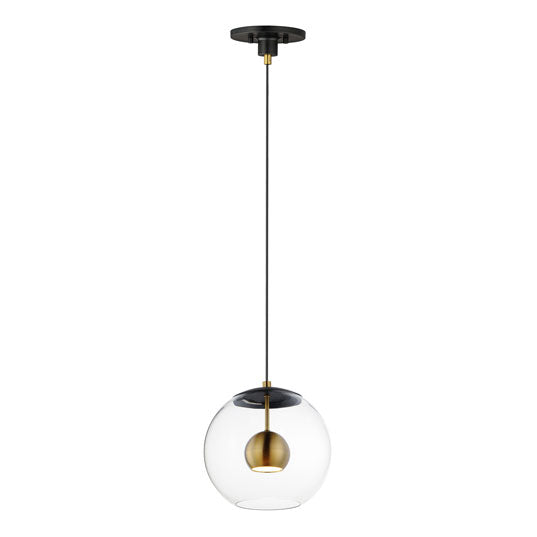 11" Nucleus LED Pendant, 720 Lumens, 12W, 3000K CCT, 120V, Black/Natural Aged Brass Finish