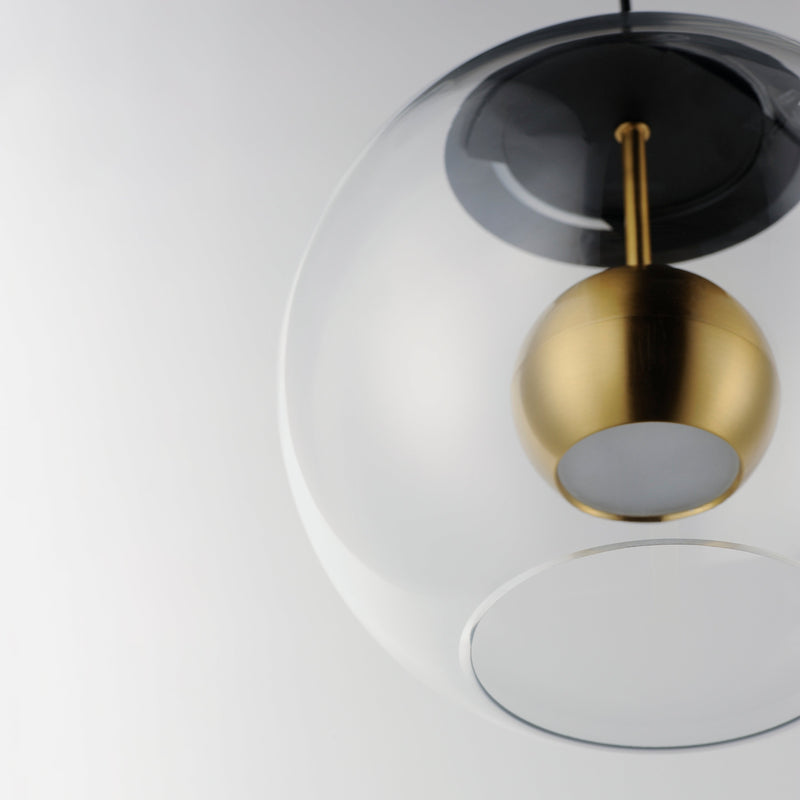 11" Nucleus LED Pendant, 720 Lumens, 12W, 3000K CCT, 120V, Black/Natural Aged Brass Finish