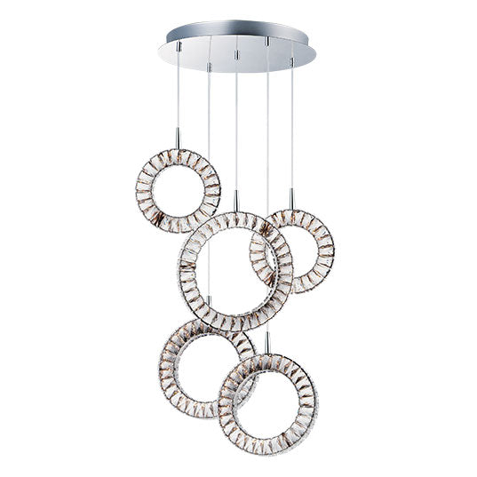 Charm 5-Light LED Pendant, 9,130 Lumens, 83W, 3000K CCT, 120V, Polished Chrome Finish