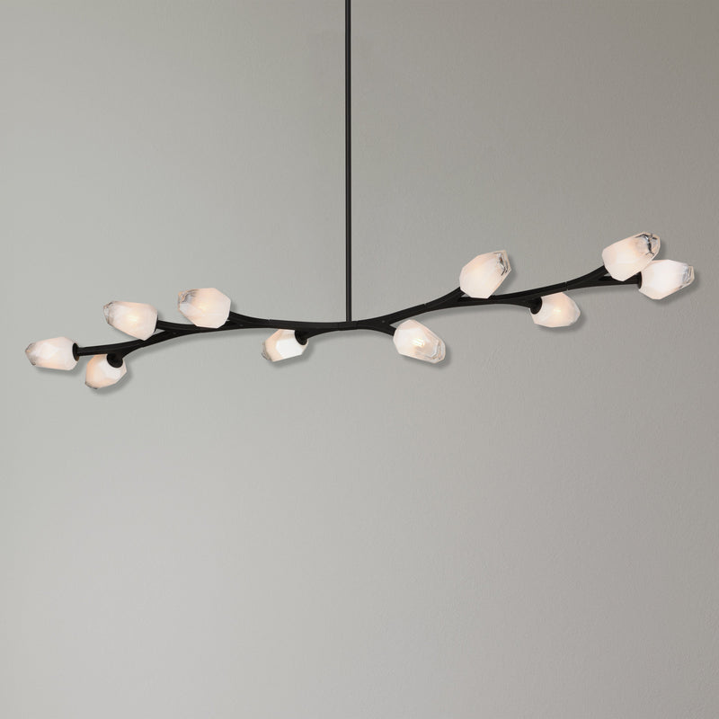 Blossom 10-Light LED Linear Pendant, 5,000 Lumens, 40W, 3000K CCT, 120V, Black or Natural Aged BrassFinish