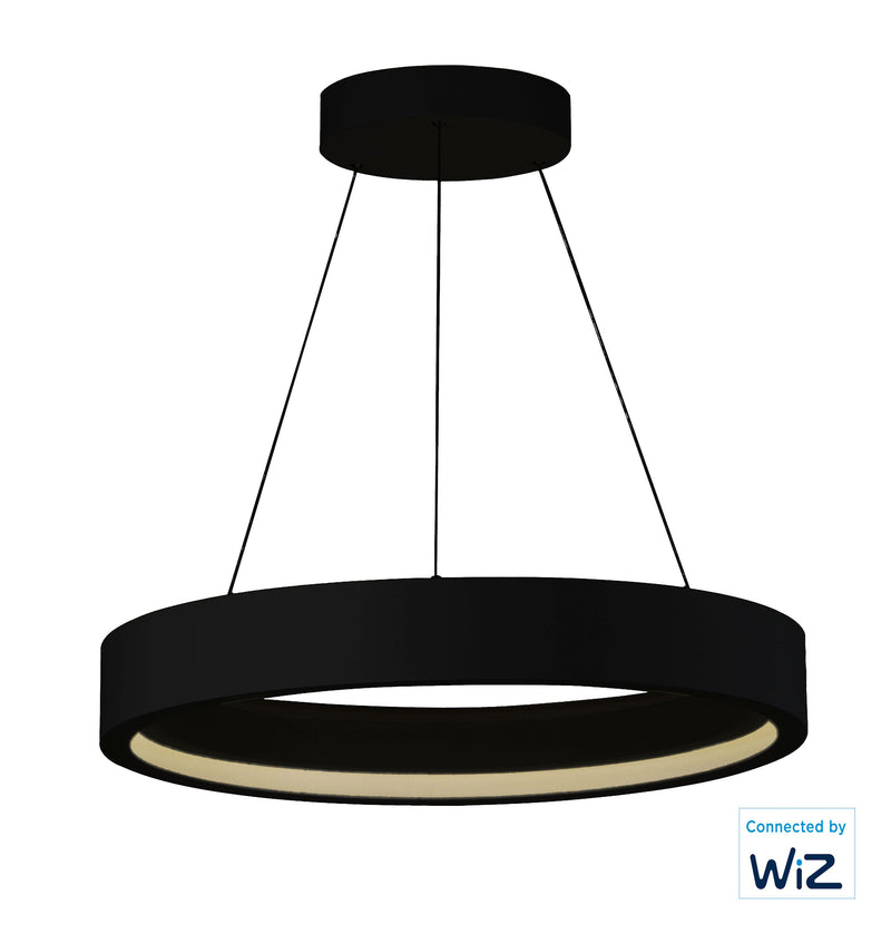 iCorona WiZ 28" LED Pendant RGBW Y Smart Light, 3500 Lumens, 50W, 120-277V, Black Finish