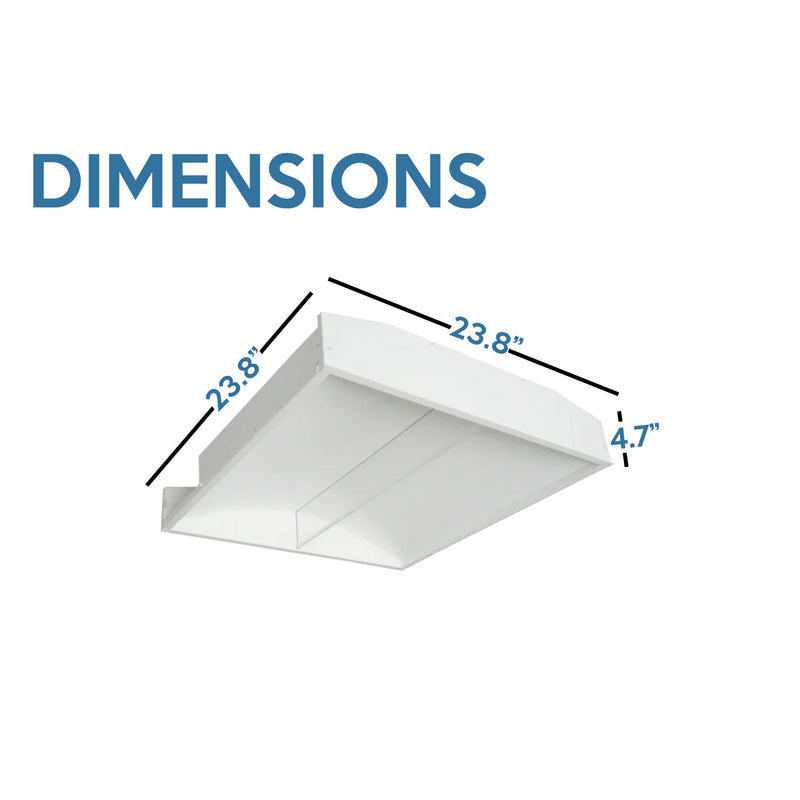 2 x 2 Foot LED Fin-Style Center Basket Troffer, Wattage Selectable: 21/28/32, 120-277V, 4000K