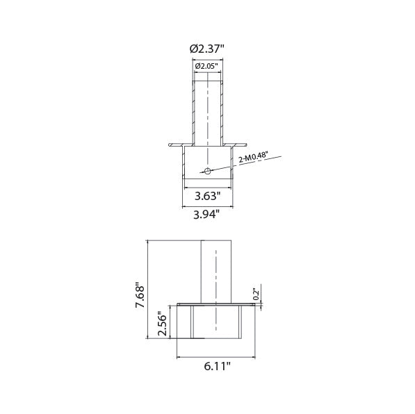 LED Shoebox Adapter Mount - Vertical Tenon - Square Pole - 3.94" base