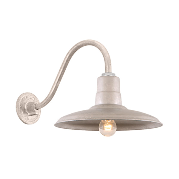 Hi-Lite 14" Shallow Dome Warehouse Shade (Galvanized Finish, shown w/ B-1 14.5" goose neck)