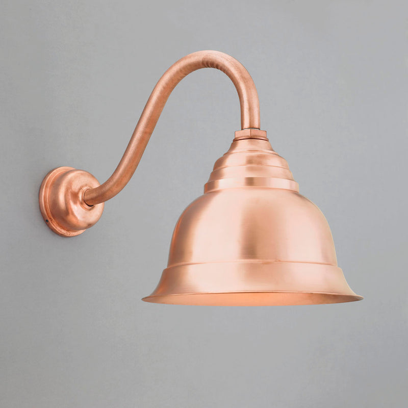 Hi-Lite 12" Titan Bell Shade (Raw Copper Finish, shown with goose neck and decorative wall mount cover)