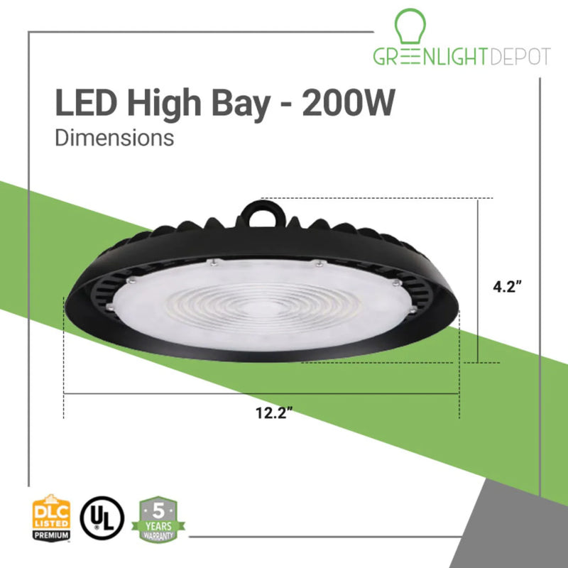 LED High Bay - 200W - 4 Pack - 22,000 Lumens - Slim UFO - Hook Mount - UFO Series - UL