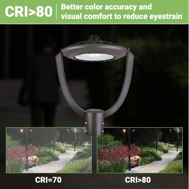 LED Post Top Light - Selectable Color Temperature - 75W - Black - Shorting Cap