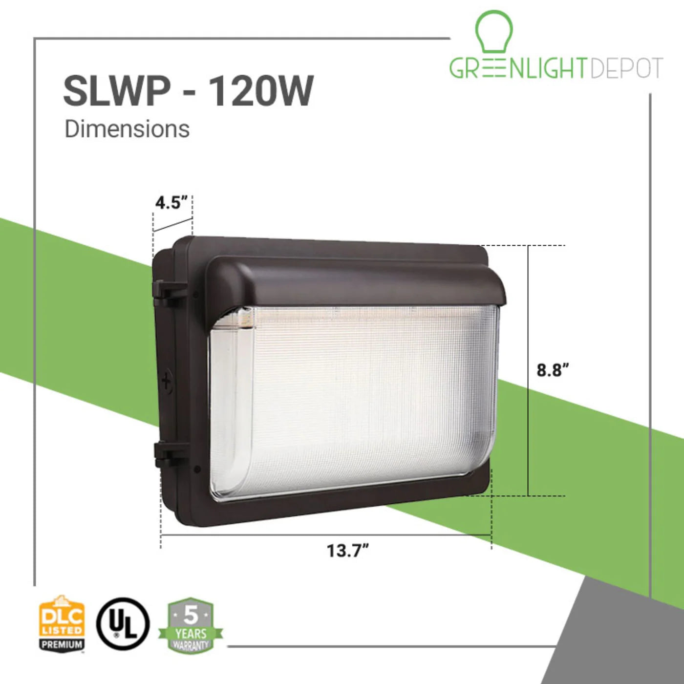 LED Slim Wall Pack Light - 133 LM/W - Wattage Tunable - 120W/100W/80W - Photocell Included - SLWP - Forward Throw - UL DLC 5.1 Listed