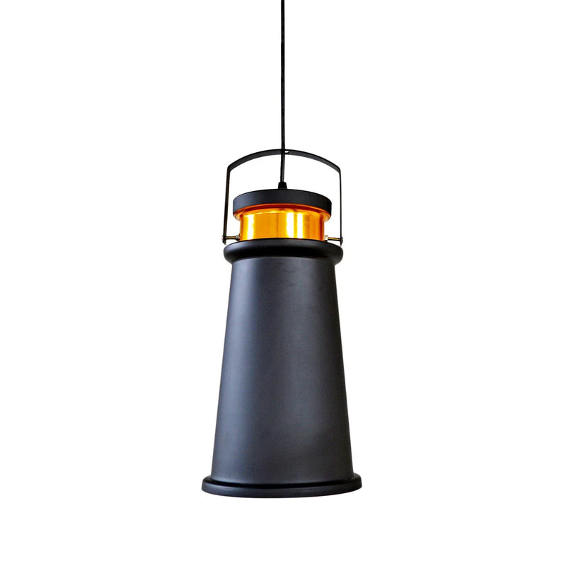 Pendant Light Industrial Matte Black Inside Gold