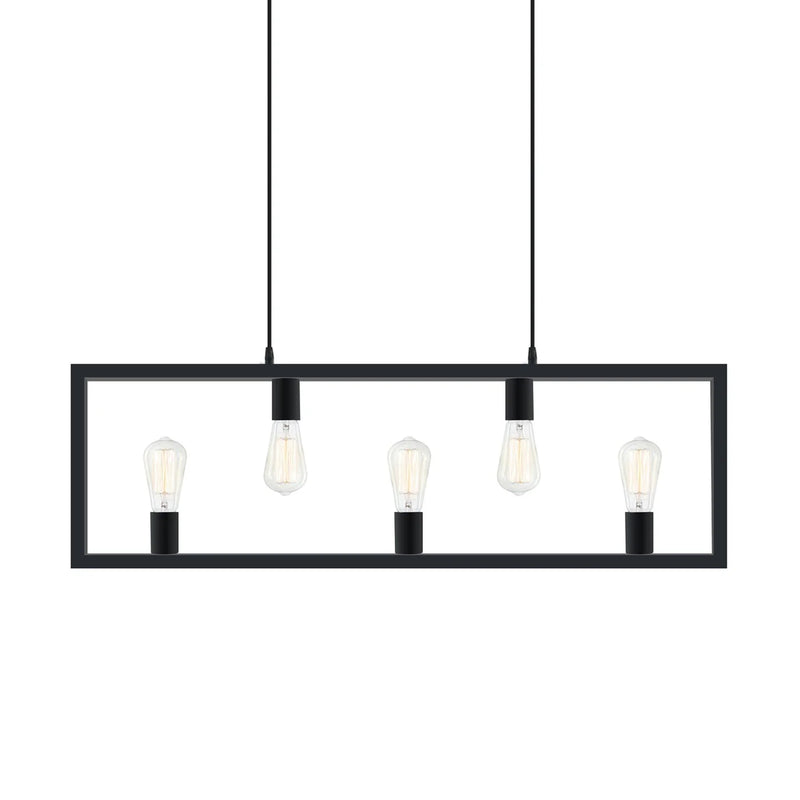 Island Pendant Light Industrial Rectangle 5 Light