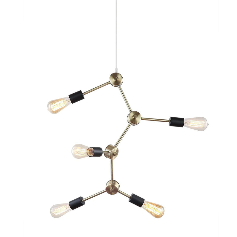 Pendant Light Chandelier Mid Century Industrial 5 Light Brass