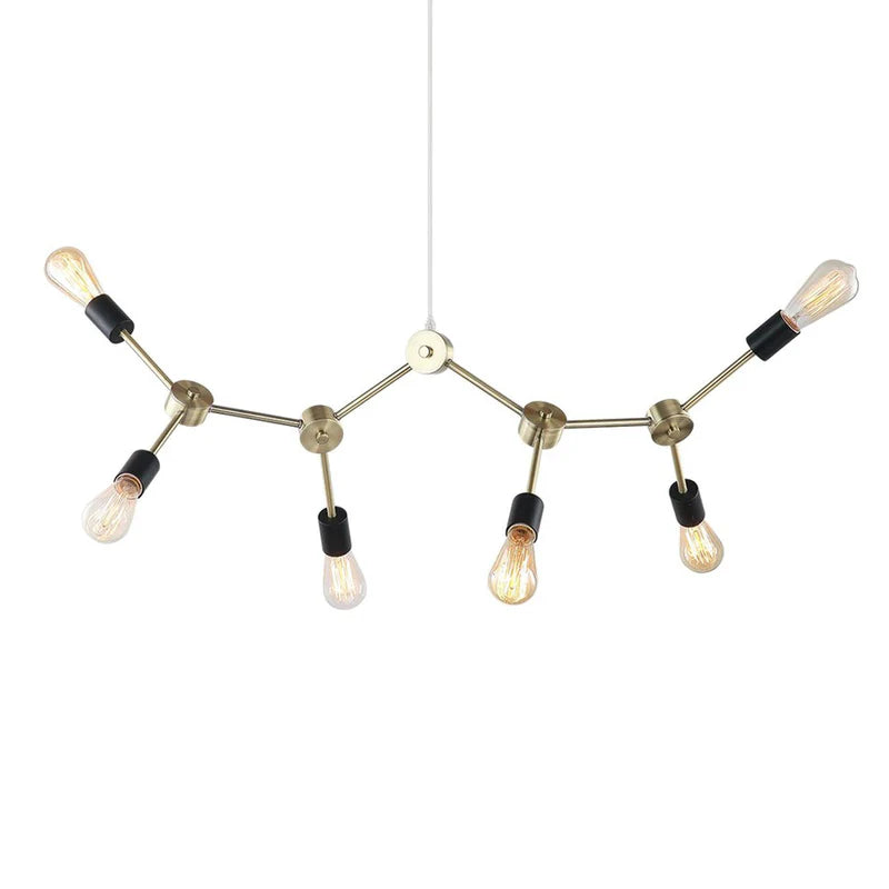 Pendant Light Contemporary Industrial Iron Brass 6 Light