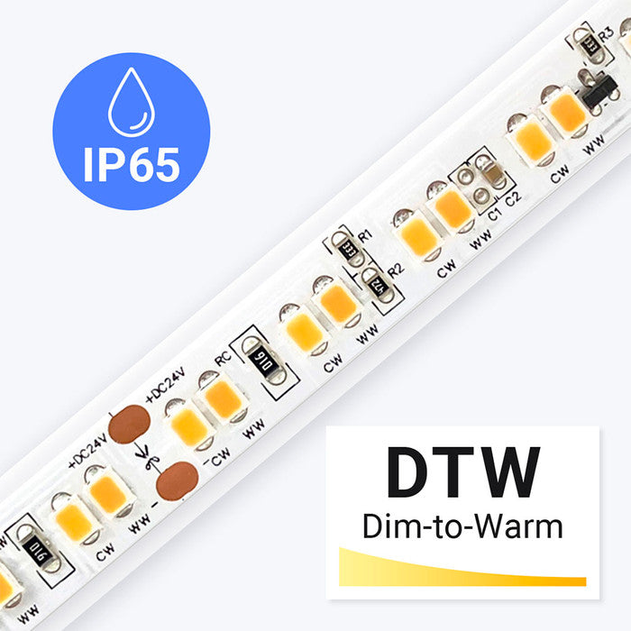 Outdoor (IP65) UltraBright™ Sienna Dim-to-Warm Series LED Strip Light