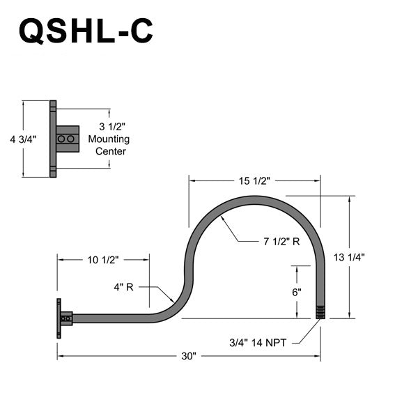 Quick Ship 12" Deep Shade Hi-Lite Gooseneck, Classic Collection, H-QSN16112 Series Oil Rubbed Bronze Finish