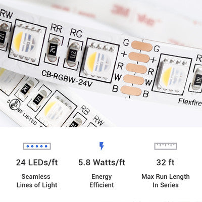 Outdoor (IP65) ColorBright™ RGBW Quad Chip LED Strip Light