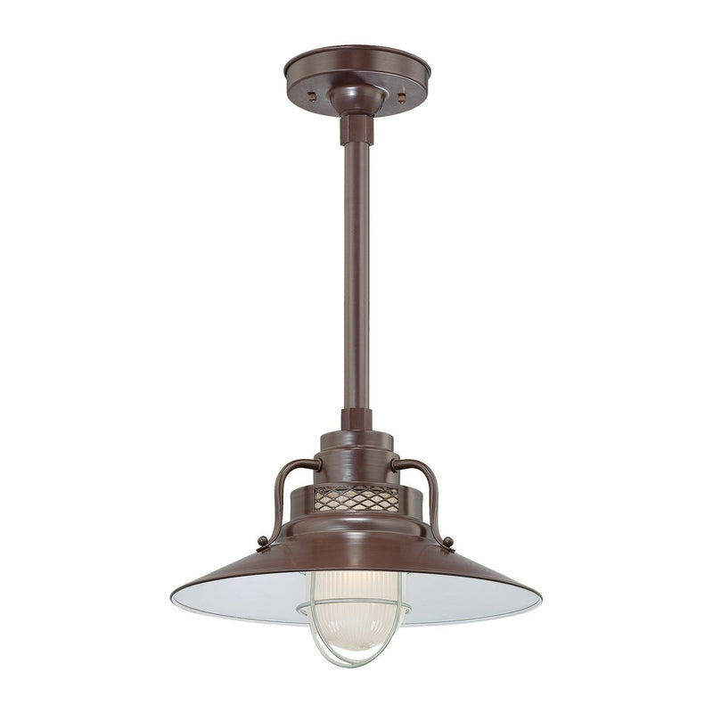 Millennium Lighting 14" RLM/ Stem Hung Railroad Shade - Architectural Bronze (Shown with canopy kit and 12" stem)