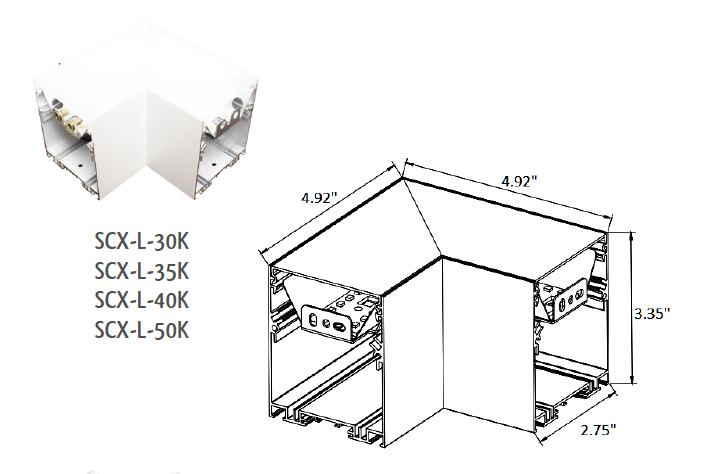 "L" Corner Module Connector for Westgate SCX Fixtures