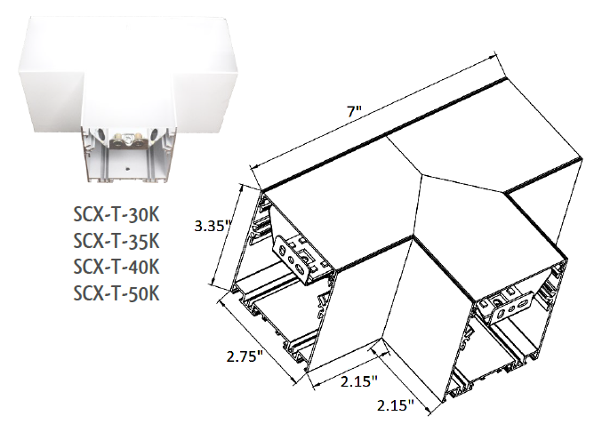 "T" Corner Module Connector for Westgate SCX Fixtures